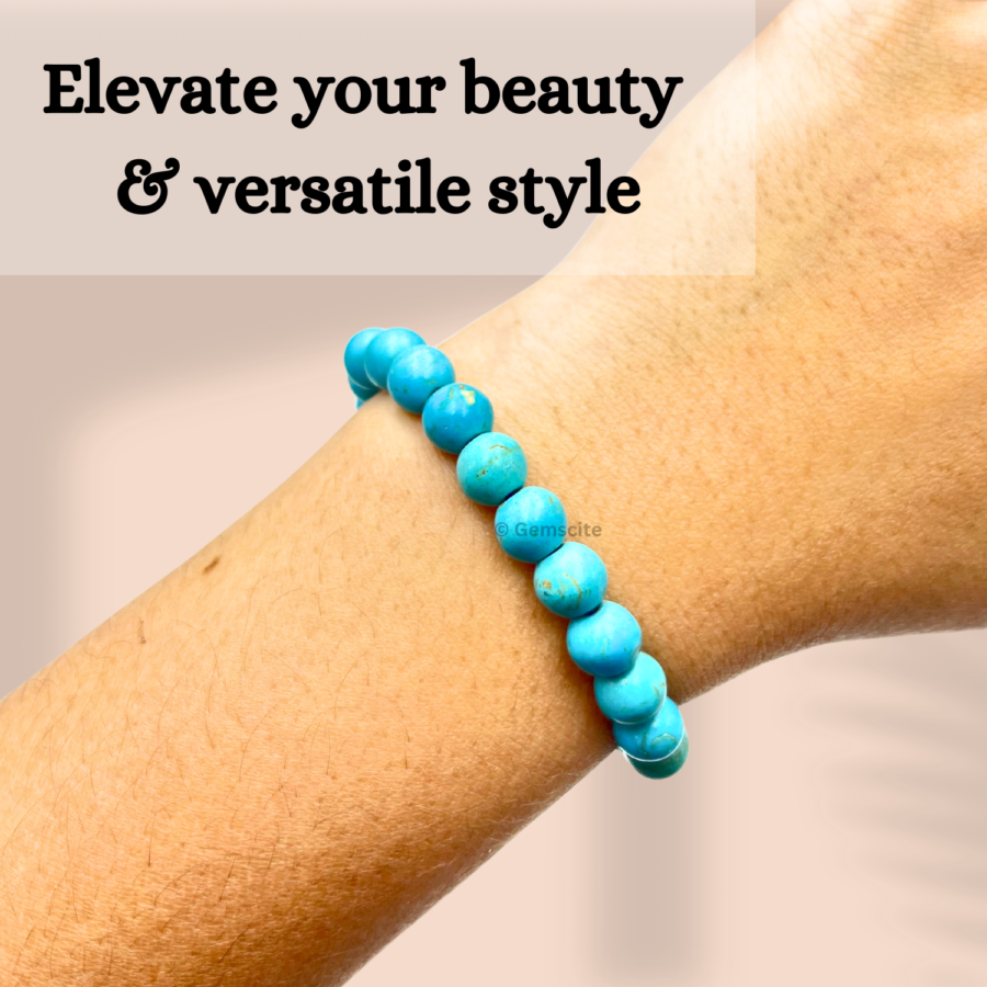 Synthetic Turquoise Single Stone Dori Bracelet - Image 4