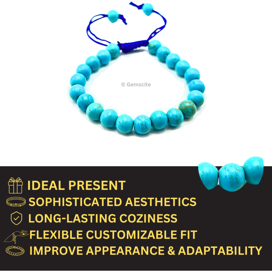 Synthetic Turquoise Single Stone Dori Bracelet - Image 5