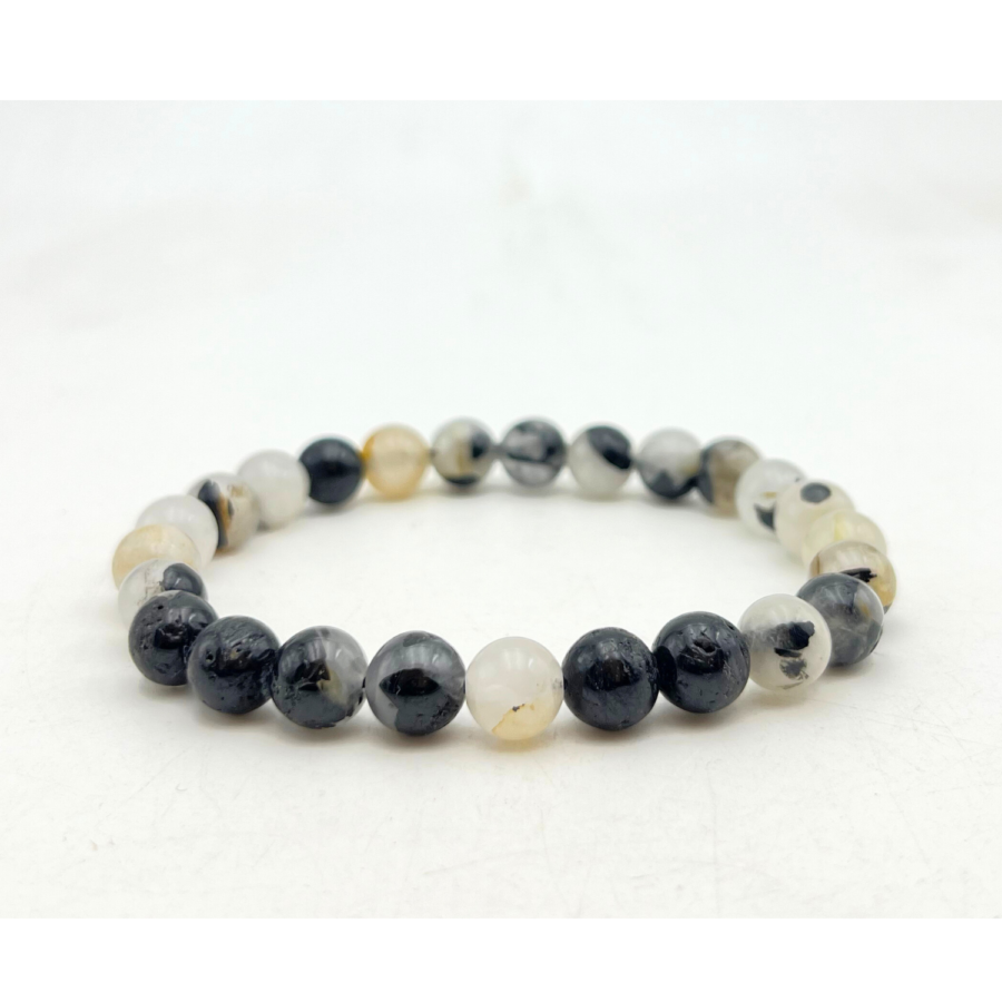 Black Rutile Single Stone Bracelet