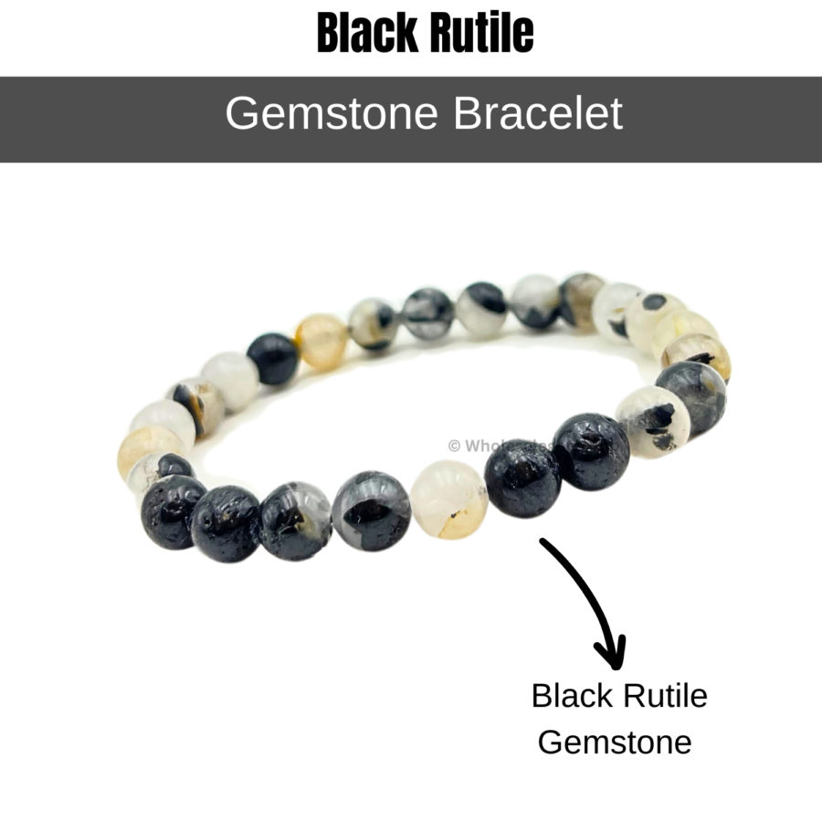 Black Rutile Single Stone Bracelet - Image 2