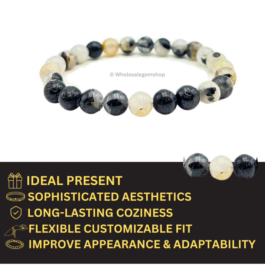 Black Rutile Single Stone Bracelet - Image 4