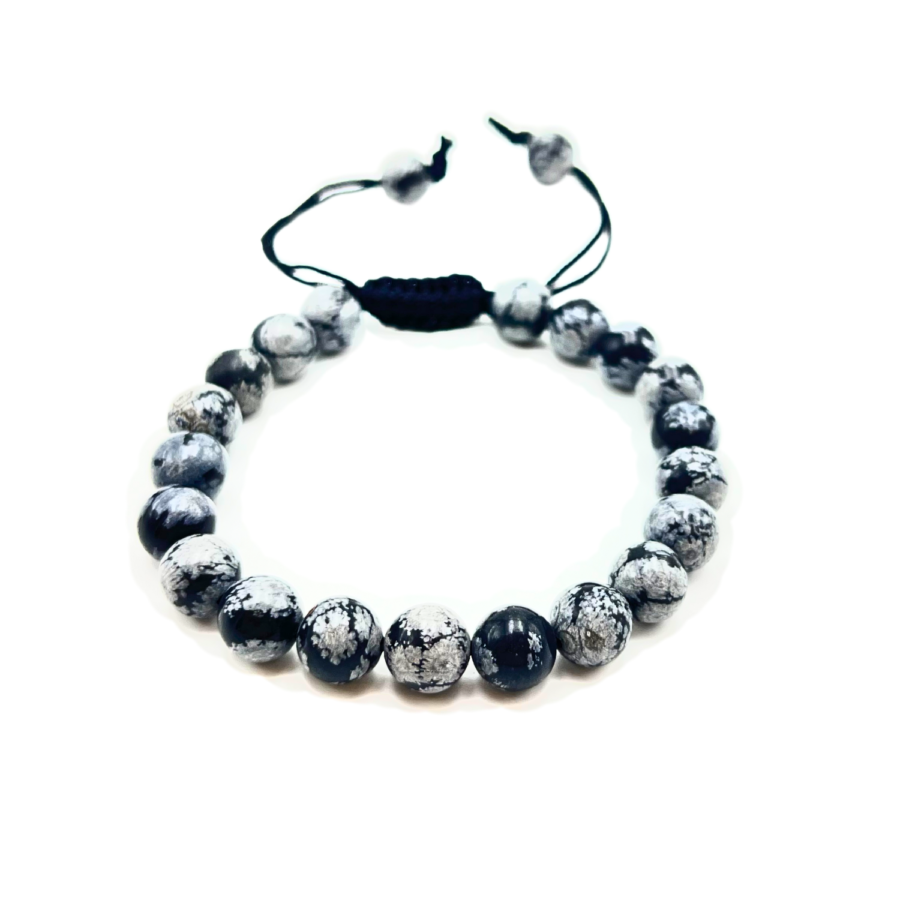 Snowflake Obsidian Single Stone Dori Bracelet