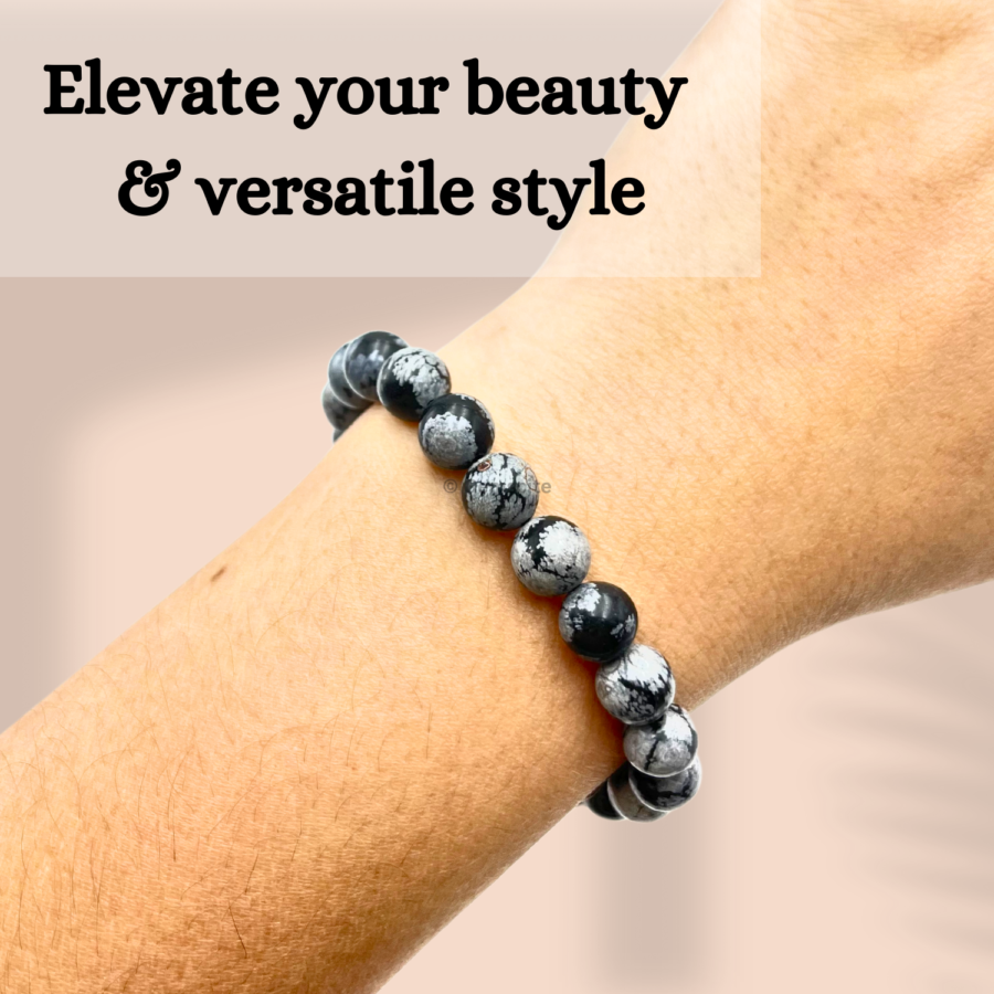 Snowflake Obsidian Single Stone Dori Bracelet - Image 4