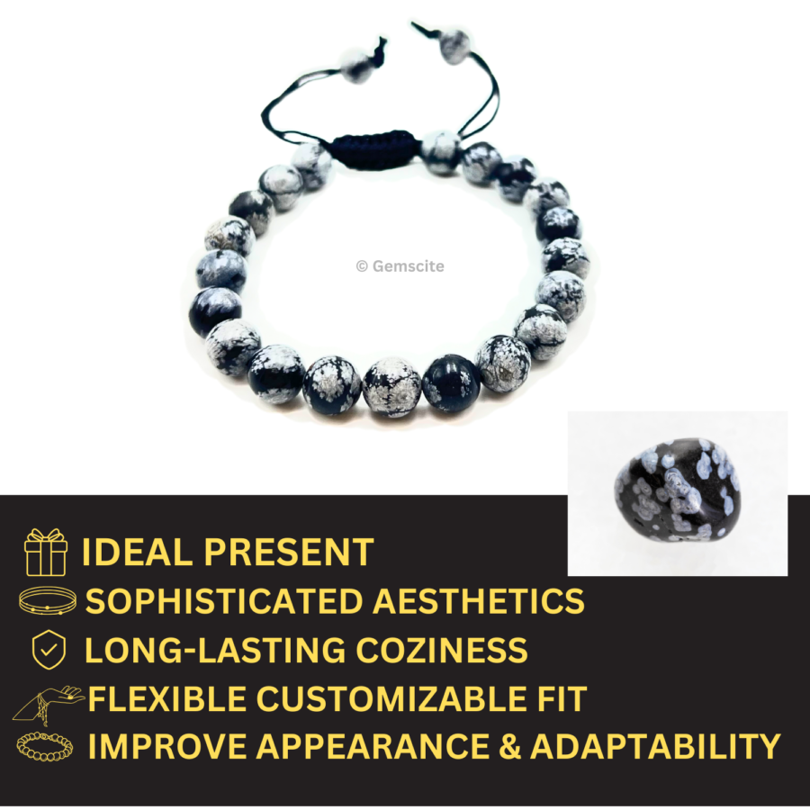 Snowflake Obsidian Single Stone Dori Bracelet - Image 5