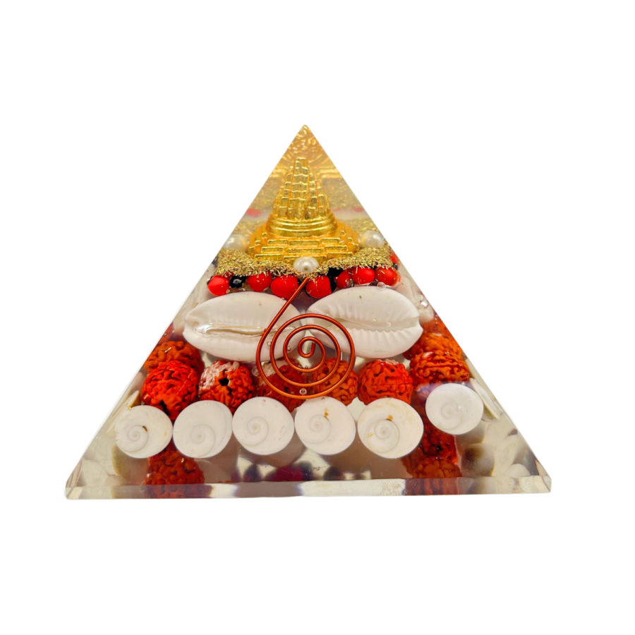 Shri Yantra Gomati Chakra Rudraksha Pyramid - Wealth Pyramid