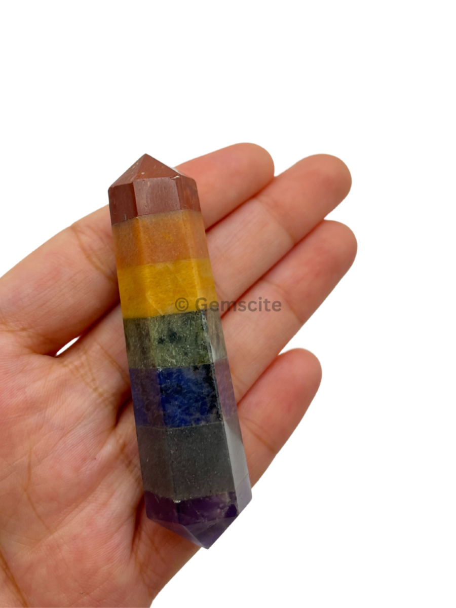 7 Chakra Bonded Double Point Tower-3 inch